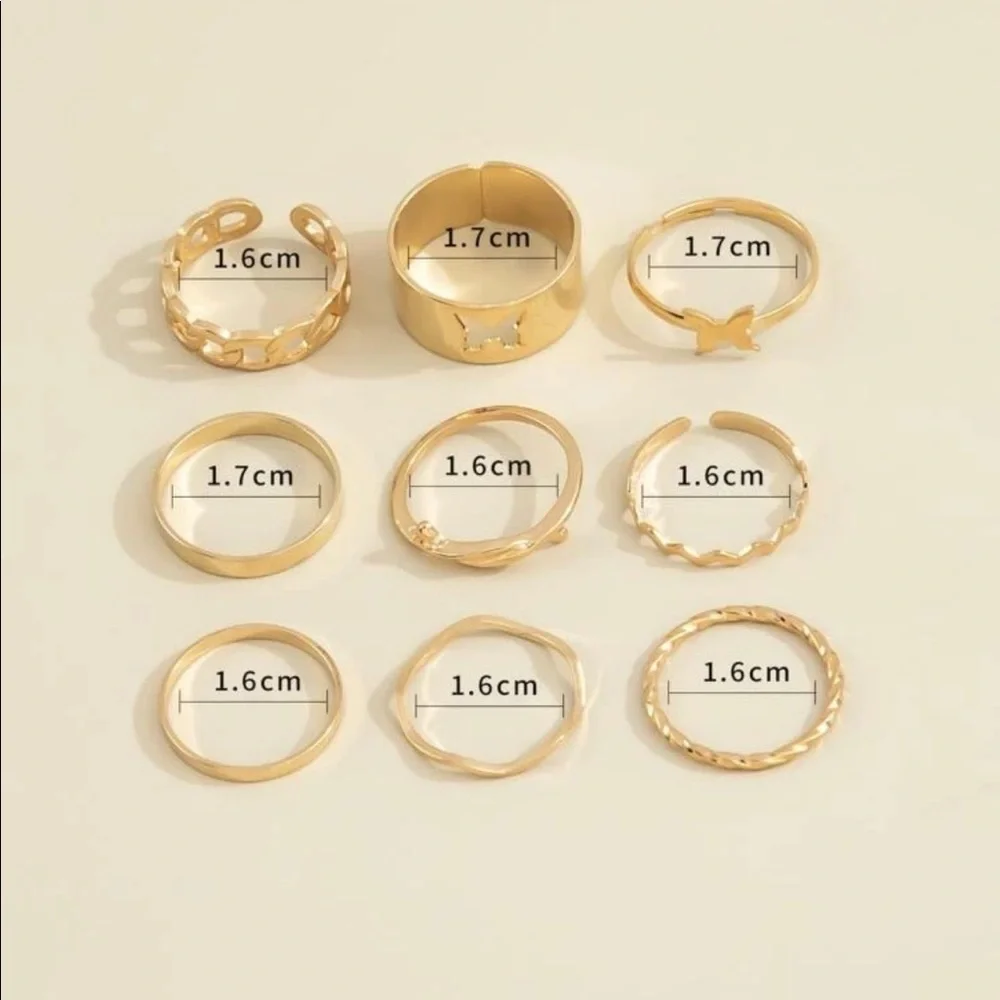 Whimsy Butterfly Band Gold Stackable Rings - Picture 4 of 10